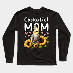 Cockatiel Mom Sunflowers Cockatiel Parrot Bird Lover Women Long Sleeve T-Shirt